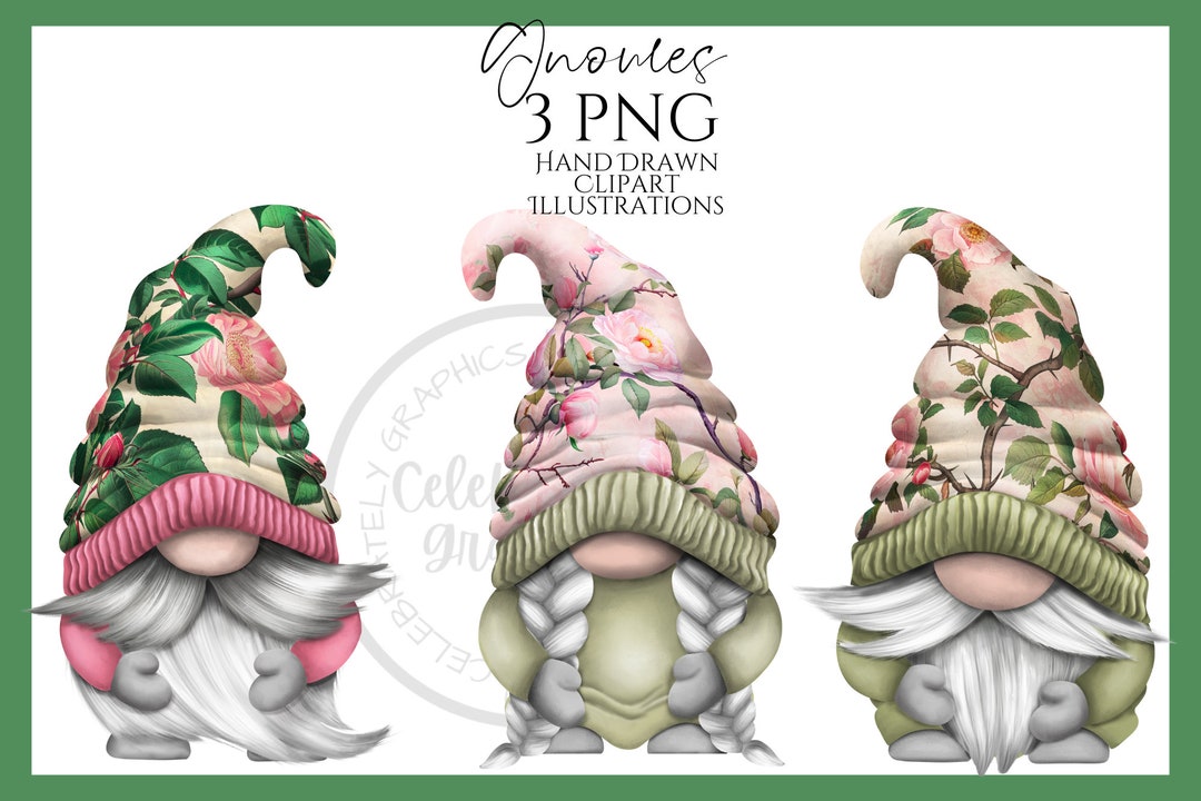 Roses Flower Gnome Clipart Png, Hand Drawn Watercolor Spring Summer ...