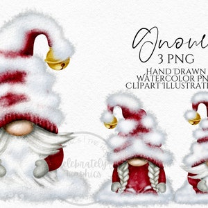 Snow Gnomes Png, Ręcznie rysowany Akwarelowy Krasnal Klipart, Christmas Gonk Digital Instant Download, Komercyjny PNG