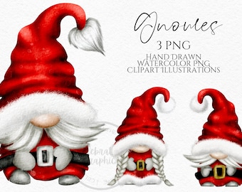 Santa Gnomes PNG Christmas Gnomes Png Hand Drawn Watercolor  Christmas Gonk Clipart, Digital Instant Download, Commercial  PNG