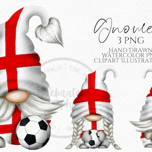 Calcio It's coming Gnome PNG, Clipart di gnomi del calcio inglese, Illustrazione disegnata a mano estiva ad acquerello, Clipart con download istantaneo