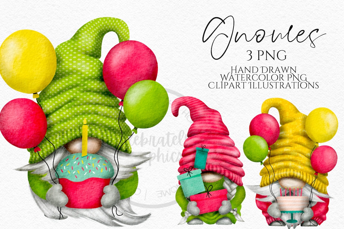 Geburtstag Wichtel Clipart PNG Bundle Party Gonk Etsy