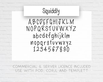 Squiddly Font, Commercial and Server Lisense Handwritten Duo Font TTF, Cute Font, Kids Font, Corjl, Templett