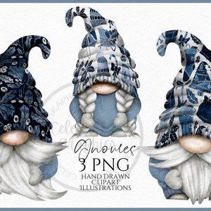 Clipart di gnomi di Natale blu PNG Gnomi festivi Png, Clip art di gnomi disegnati a mano PNG download immediato, PNG uso commerciale digitale