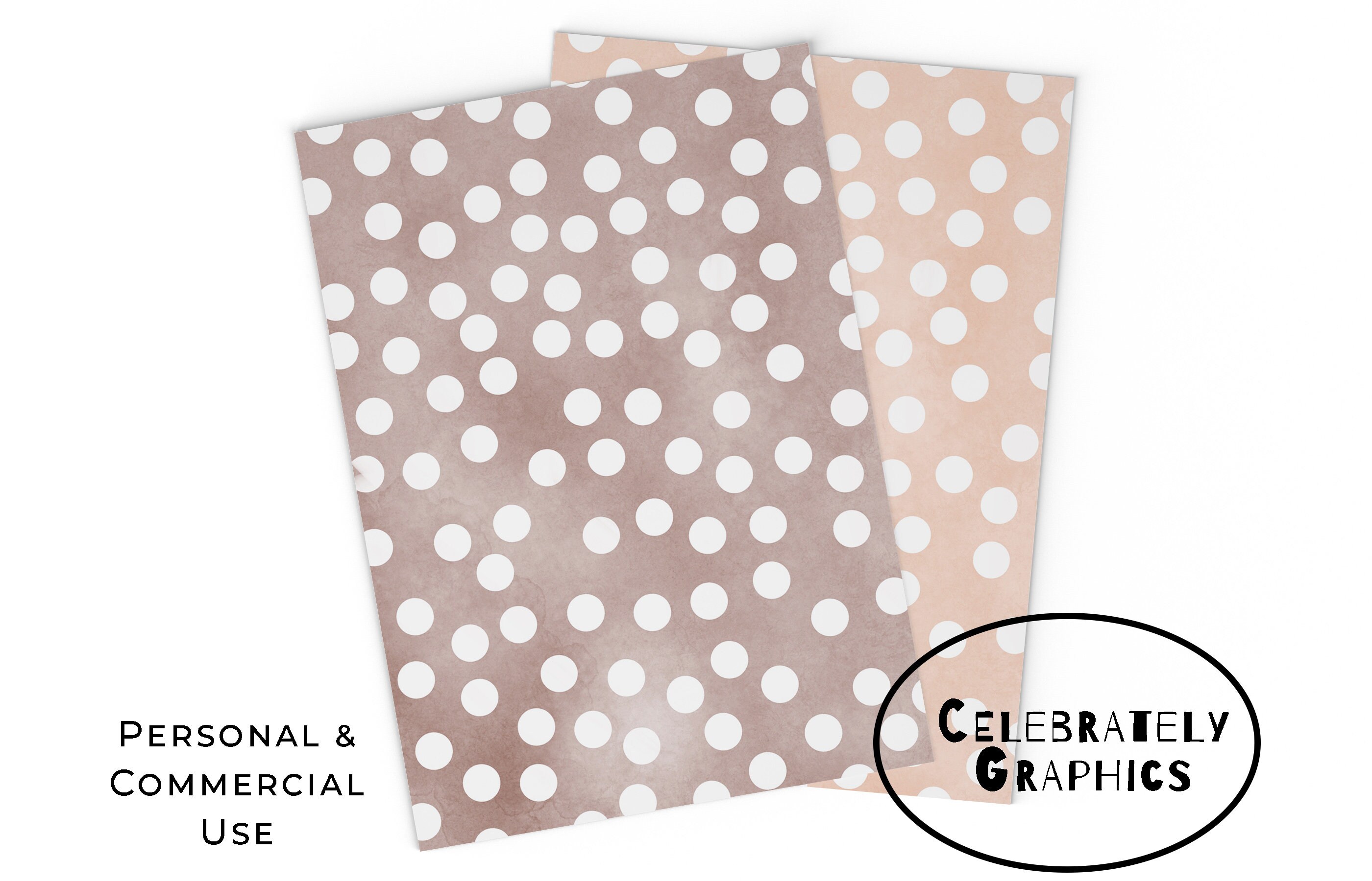 Watercolor Digital Large Dots Browns Paper 5x7 Etsy