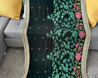 Chal de novia de terciopelo bordado: chal de novia floral