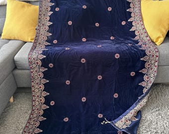 Chal de boda de terciopelo bordado: chal Zari para novia o dama de honor