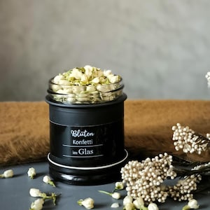 Pot-pourri parfumé en pot de verre aux fleurs de jasmin – parfum d’ambiance naturel et décoration florale durable – idée cadeau à base de fleurs séchées