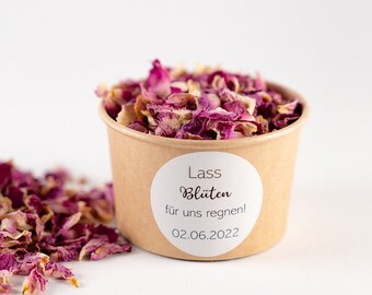 Becher braun + personalisierter Sticker / Becher für Blütenkonfetti / Hochzeitskonfetti / Hochzeit