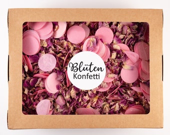 Biologisch afbreekbare gedroogde bloemenconfetti + tissuepapier confetti roze / bruiloftsconfetti / feestconfetti - roze romantiek