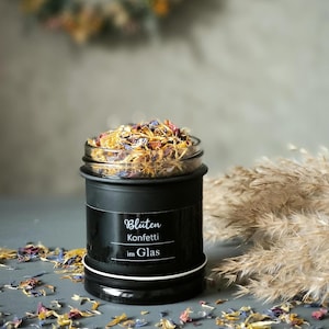 Pot-pourri de parfum naturel en bocal en verre avec des roses, des œillets d'Inde et des bleuets – parfum d'ambiance frais avec huile parfumée « Vie à la campagne »