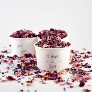 Fiabesco Fiori Confetti + Tazza Bianca + Adesivo Personalizzato / Fiori Secchi Confetti / Fiori Confetti / Matrimonio