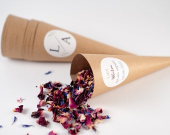 Flower confetti Fairytale + Cones made of kraft paper + personalized sticker / wedding / party confetti