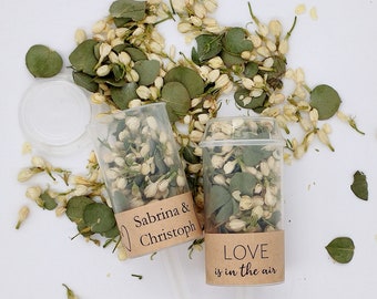 Konfetti Popper Green Ivory mit Kraftpapierbanderole - Konfetti aus getrockneten Blüten / Blütenkonfetti /Hochzeitskonfetti