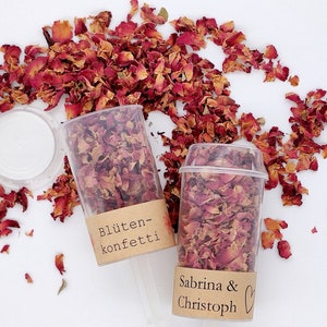 Confetti Popper Red Romance con fascia di carta kraft - coriandoli realizzati con fiori secchi / coriandoli di fiori / coriandoli nuziali