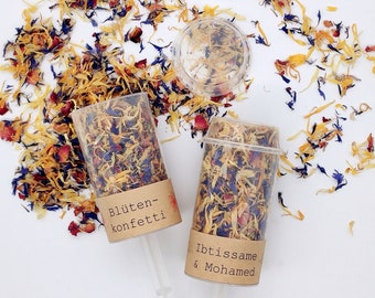 Konfetti Popper Summer Days mit Kraftpapierbanderole - Konfetti aus getrockneten Blüten / Blütenkonfetti /Hochzeitskonfetti