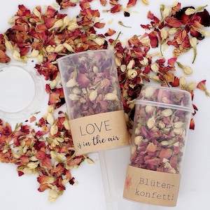 Confetti Popper Rosso Avorio con fascia di carta kraft - coriandoli realizzati con fiori secchi / coriandoli di fiori / coriandoli di nozze