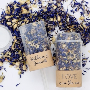 Confetti Popper Blu Avorio con fascia di carta kraft - coriandoli realizzati con fiori secchi / coriandoli di fiori / coriandoli di nozze