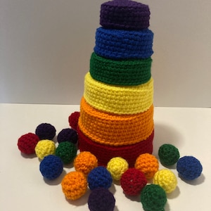 Rainbow Nesting Bowls With Sorting Balls