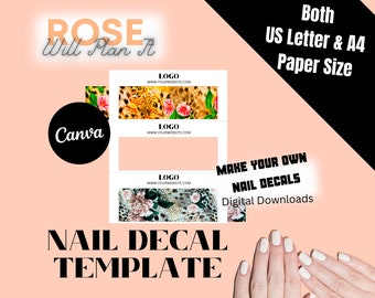 Waterslide Decal Template DIY Nail Decals Digital Download - Etsy