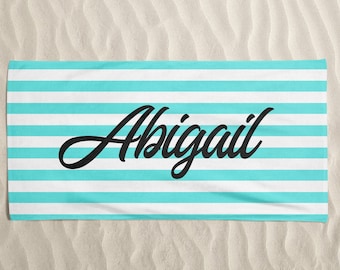 Beach Towel Personalized with name, Custom For Kids, Pool Towel, Cabana Towel, Monogram, bachelorette bridesmaid gift, Striped Beach Towels
