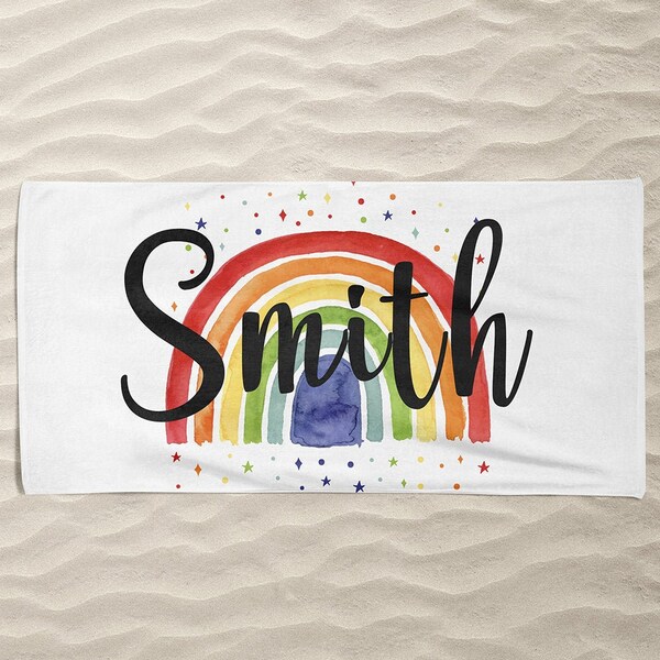 Rainbow Beach Towel Etsy