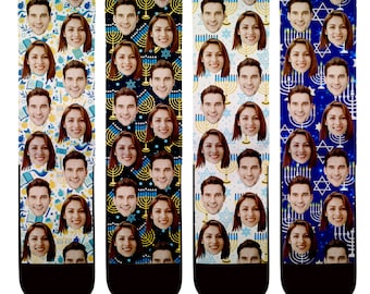 Custom Hanukkah Socks, Face Socks, Personalized Hanukkah Gifts, Gifts for Hanukkah, Holiday Gifts, Chanukah, Jewish Gifts, Custom Gifts