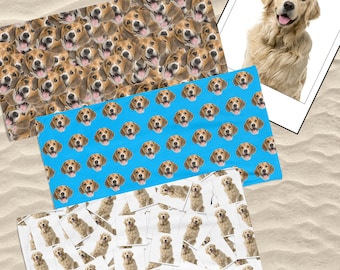 Custom Photo Face Beach Towel, Towel with your face and name, Personalized Beach & Pool Towel, Personalized Gift Idea, Custom Dog Towel