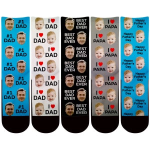 Custom Father's day socks, Custom Face Socks, Personalized socks, Gifts for Father's Day, Gifts for Dad, Gifts for him, I Love Dad, Best Dad image 1