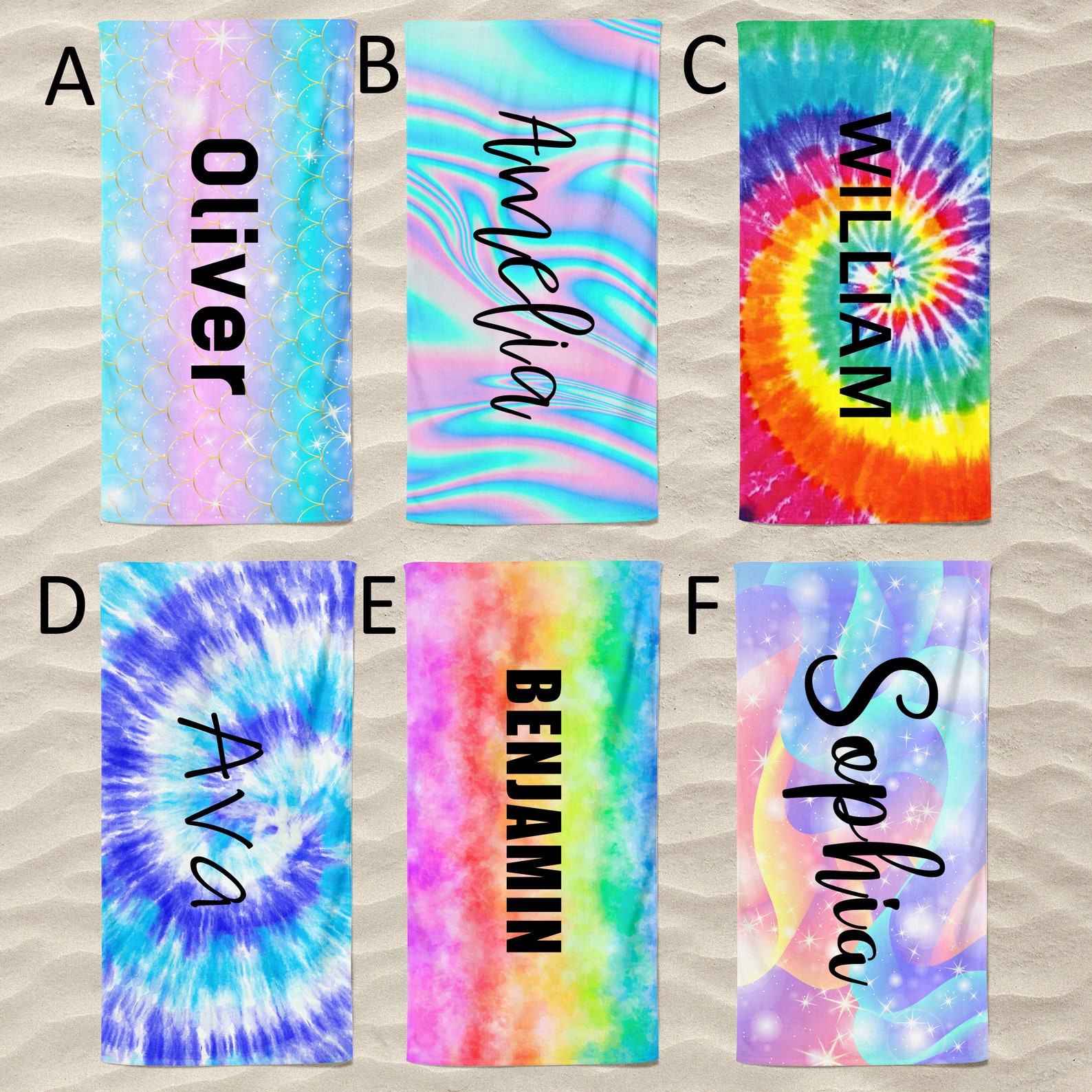Custom Tie Dye Towel With Name Personalized Beach Towels Etsy