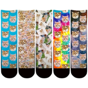 Custom Cat Face Socks, Custom Photo Face Socks, Cat Socks, Face Socks, Custom Socks, Custom Pet Socks, Gift for Cat Lovers, Cat Owner Gift