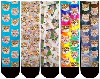 Custom Cat Face Socks, Custom Photo Face Socks, Cat Socks, Face Socks, Custom Socks, Custom Pet Socks, Gift for Cat Lovers, Cat Owner Gift