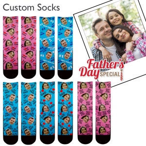 Custom Father&#39;s day socks, Custom Face Socks, Personalized socks, Gifts for Father&#39;s Day, Gifts for Dad, Gifts for him, I Love Dad, Best Dad