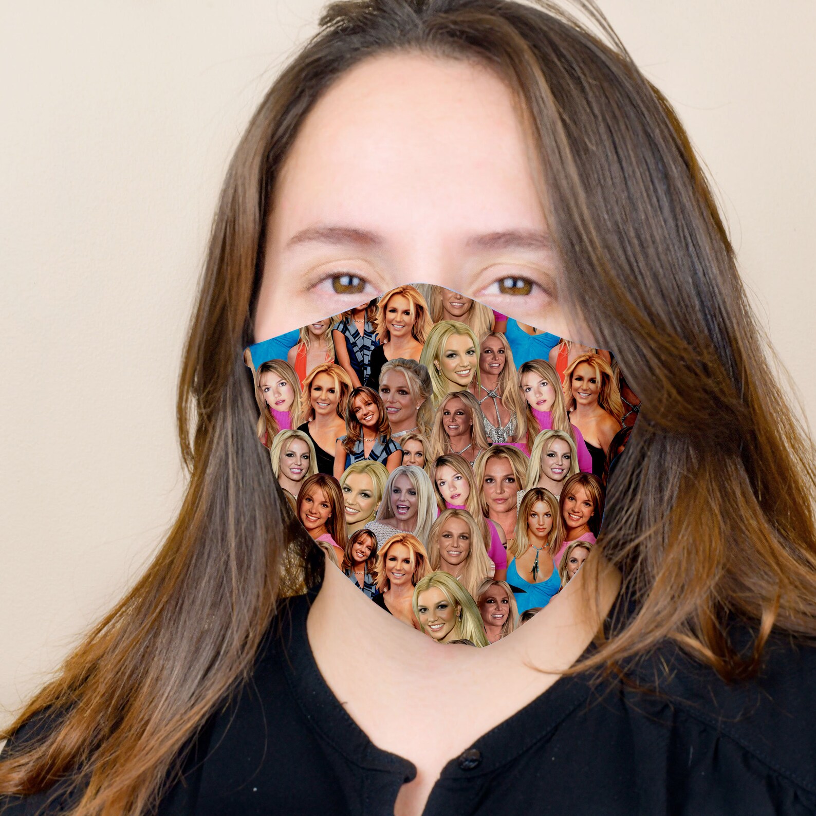 Britney Spears Face Collage Face Mask