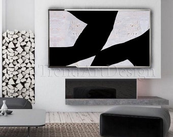 Extra Large Wall Art, BLACK WHITE PAINTING, Minimalist Painting, Large Abstract Art Trend, Oversized Wall Art Canvas for Modern Wall Decor