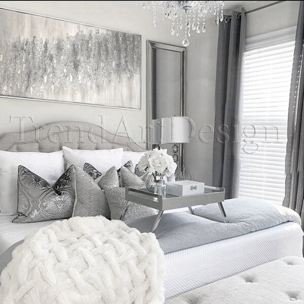 Silver Glitter Wall Art Etsy