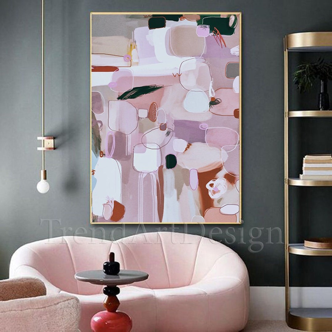 Blush Pink Abstract Art, Pastel Wall Art, Blush Pink Wall Art With