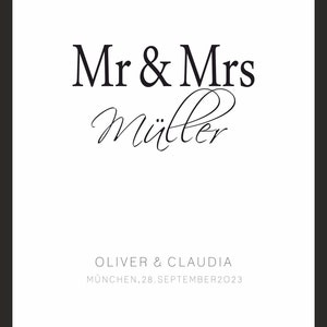 Paar Poster Personalisiert mit Namen und Datum DIN A4 Personalisiertes Kunstdruck Bild Mr & Mrs zur Hochzeit Geschenk Jahrestag Heirat Liebe