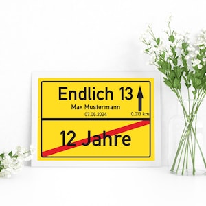 Ortsschild 13 Poster Geburtstag 13er Bild Karte Geschenkidee Verkehrsschild Deko 13 Geburtstag Junge 13 Geburtstag Mädchen Deko Geburtstag