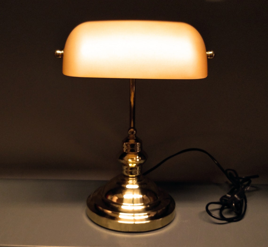 Vintage Luxury Banker Lamp Lawyer Lamp Matte Mustard Yellow Etsy