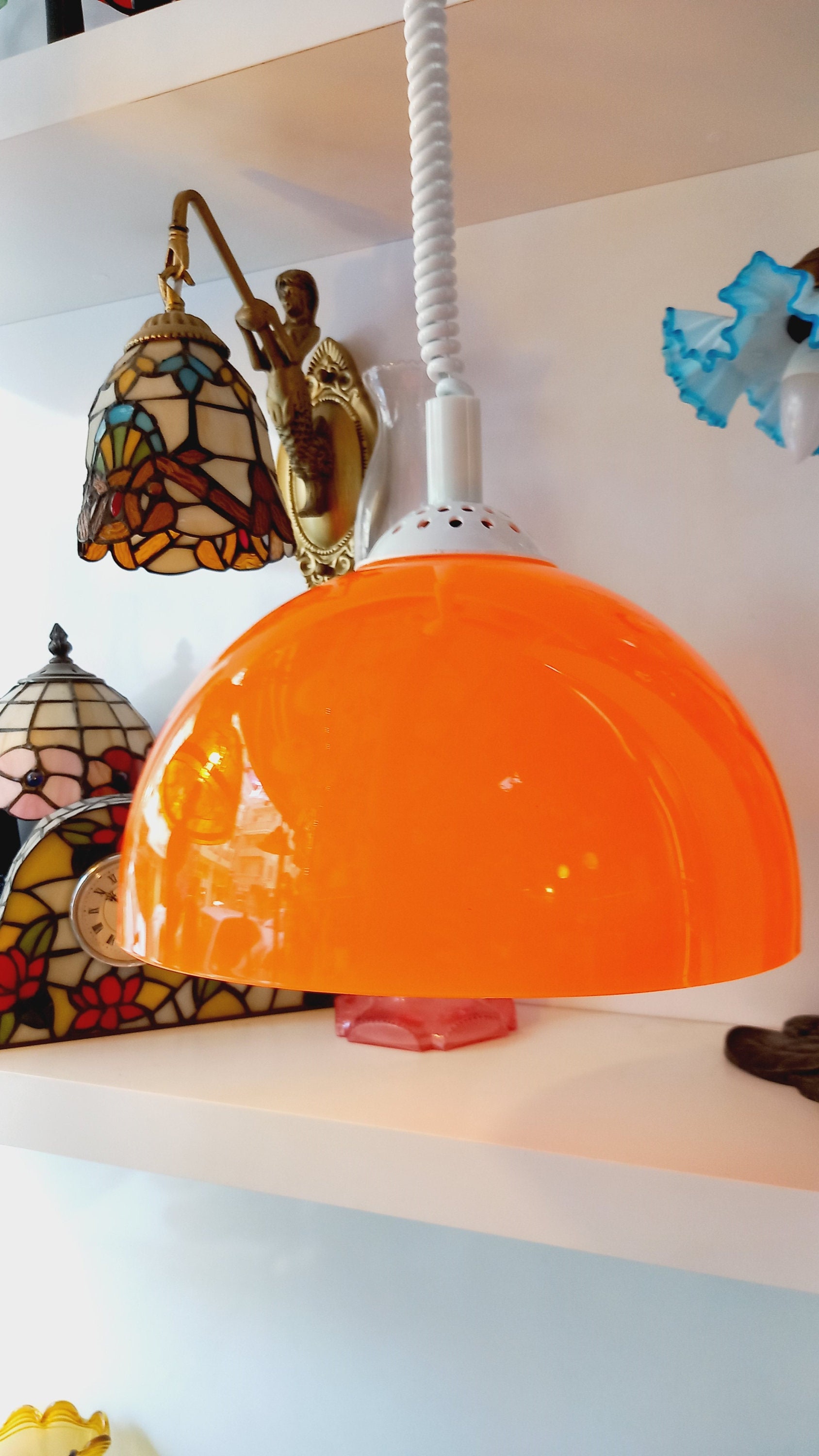 ペンダントライト 吊下げ照明 オレンジ スペースエイジ レトロフューチャー