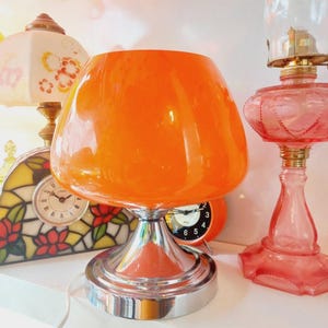 Pop Art Orange Space Age Table Lamp , Retro modern Lighting ,  Bedside Lamp, Mid Century Modern Decor
