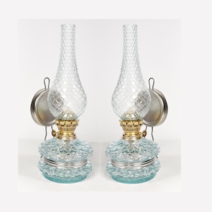 Vintage Oil Lamp , 2 piece Wall Mounted Oil Lamp, Decorative Lamp, Chimney Lantern , Clear Glass , Farmhouse Lamp , Country Style