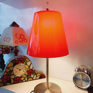 Red Opaline Glass Table Lamp - Space Age Design - Modern Retro Lighting