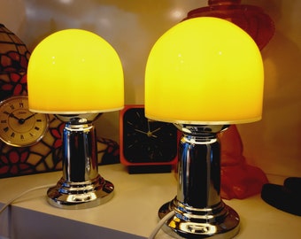 Pop Art Yellow Mushroom Lamp ,  Space Age Mini Table Lamp , 2 Bedside Lamp, Contemporary Lamp, Minimalist Decor,  Bright Colors