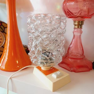 Vintage Bubble Glas Nachttischlampe 1960er Jahre - Mid-Century Modern Nachttischlampe, Space Age Nachttischlampe, Pop Art Orange Home Decor