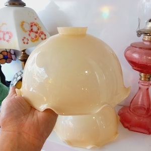 Vintage Ruffled Opaline Glass Lamp Shade , 2 shade