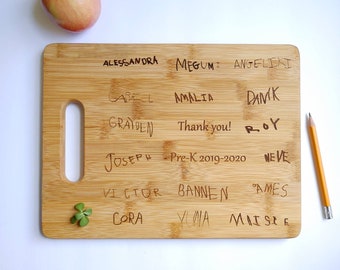 Medium Custom Cutting Board with Engraved Kids Drawing - Teacher's Gift - Grandparents gift - Christmas Gift - Dad Gift - Sentimental Gift