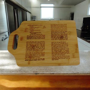 Custom Engraved Recipe Cutting Board - Sentimental Family Keepsake (13" x 9")