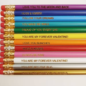 Personalized Valentine&#39;s Day Gift, Valentine&#39;s gifts for kids, Engraved Pencils, Branded giveaway, Personalized Pencils, Valentine&#39;s Day