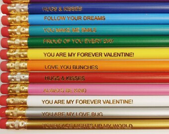 Personalized Valentine's Day Gift, Valentine's gifts for kids, Engraved Pencils, Branded giveaway, Personalized Pencils, Valentine's Day